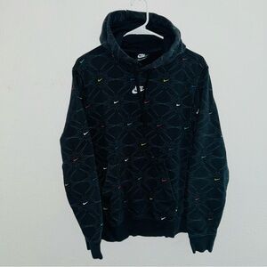 Nike Hoodie Black Colorful Swoosh Logo Men Size Small